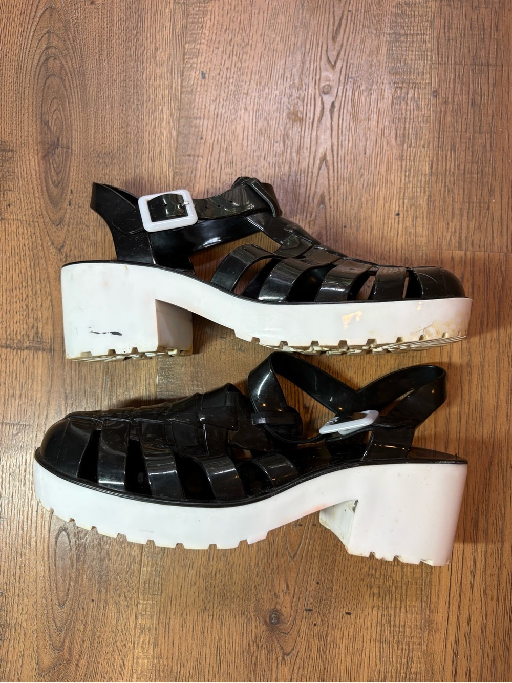 Bamboo Strawberry-01 Jelly Black White Sandal Jellies Women's